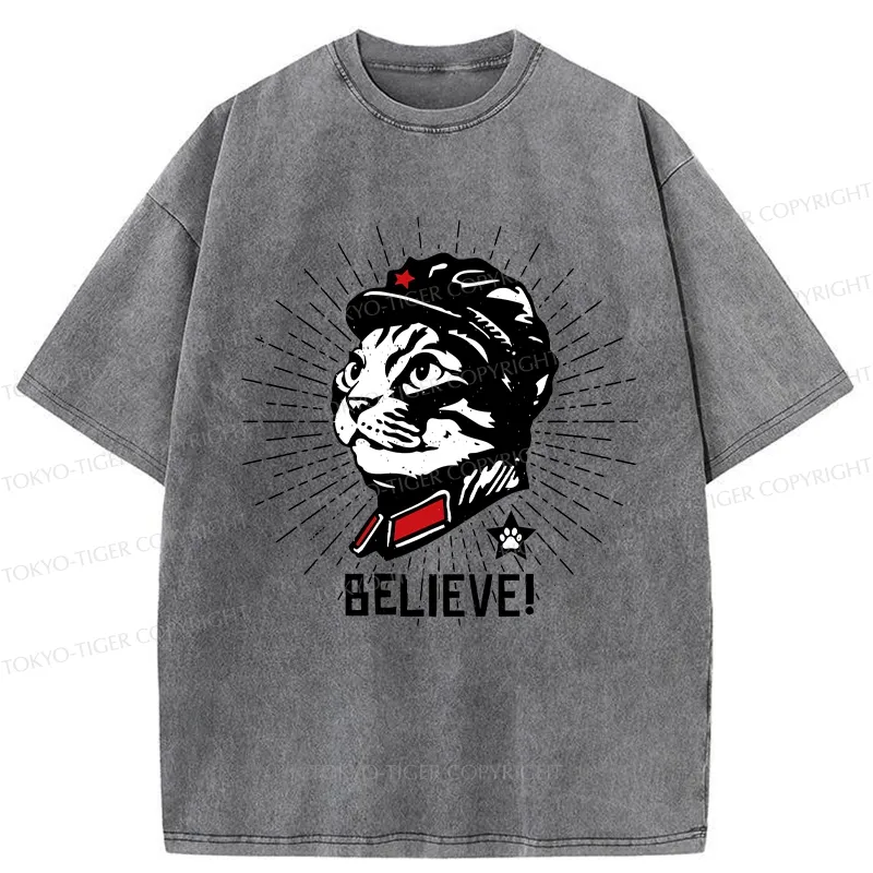 Tokyo-Tiger Trust Cat Chairman Washed T-Shirt