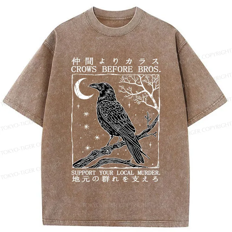 Tokyo-Tiger Funny Crow Washed T-Shirt