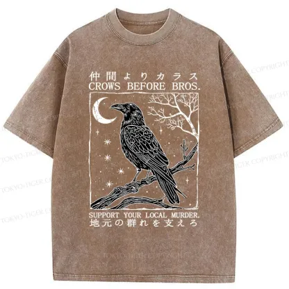 Tokyo-Tiger Funny Crow Washed T-Shirt