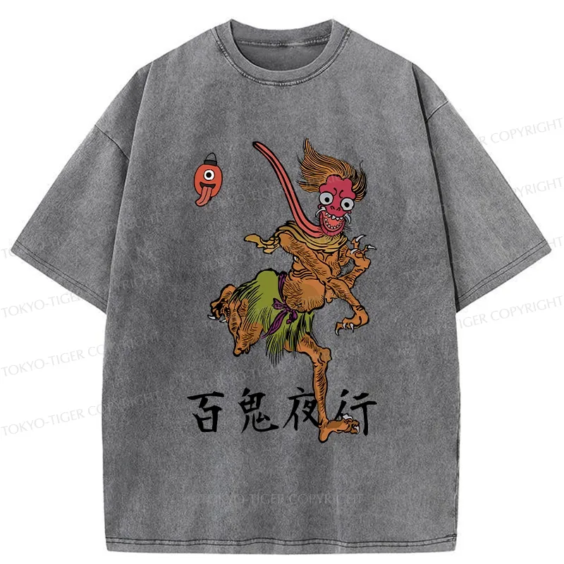 Tokyo-Tiger Night Parade of One Hundred Demons Washed T-Shirt