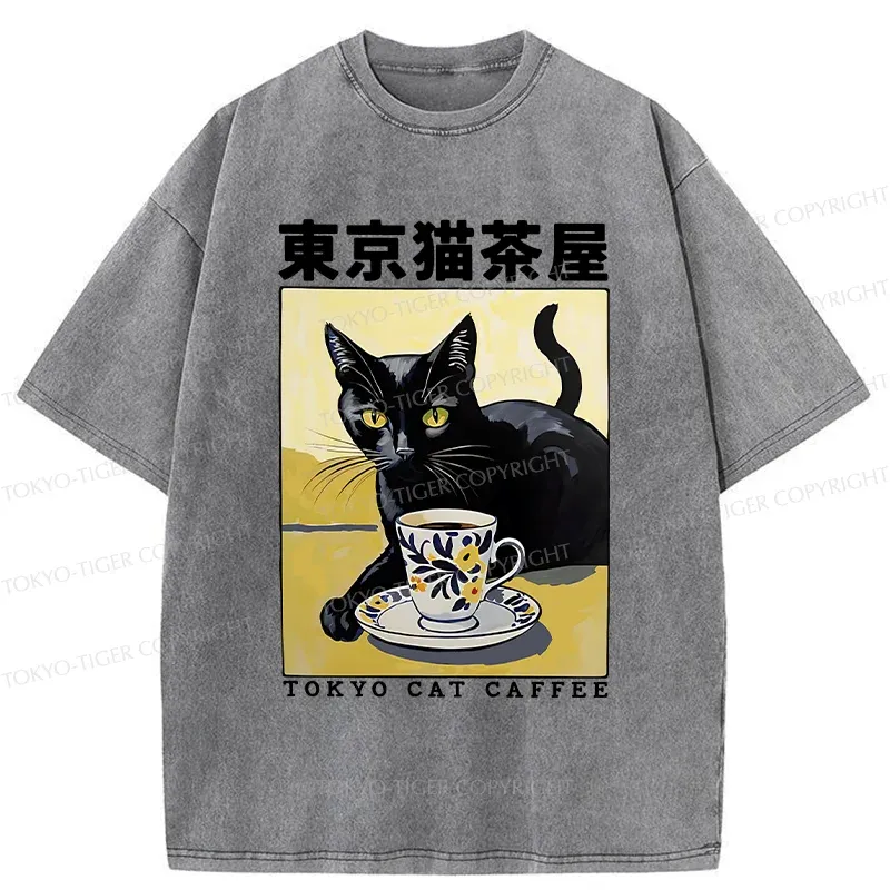 Tokyo-Tiger Japanese Cat Cafe Washed T-Shirt