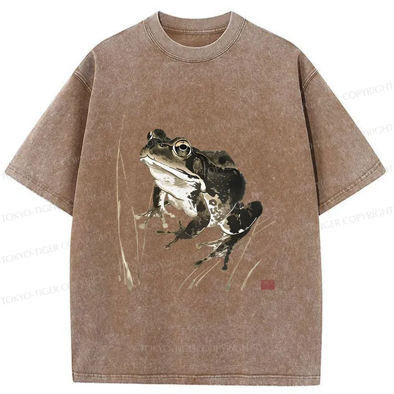 Tokyo-Tiger Japanese Retro Field Frog Washed T-Shirt