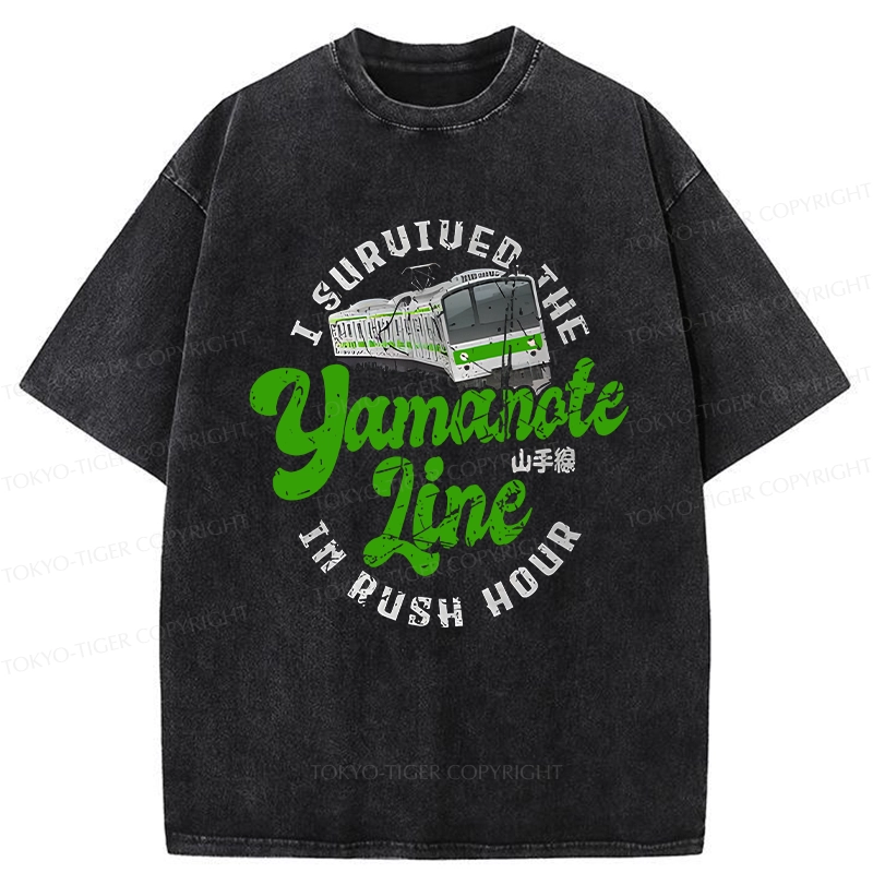 Tokyo-Tiger Funny Yamanote Line Washed T-Shirt