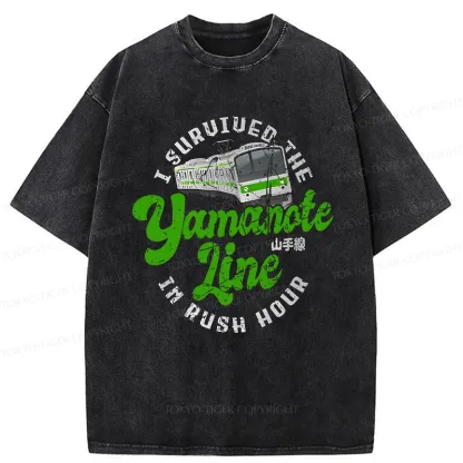 Tokyo-Tiger Funny Yamanote Line Washed T-Shirt