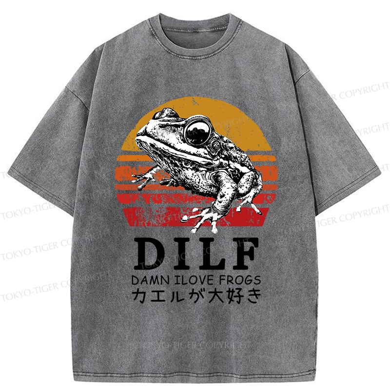Tokyo-Tiger Funny Frog Lover Washed T-Shirt