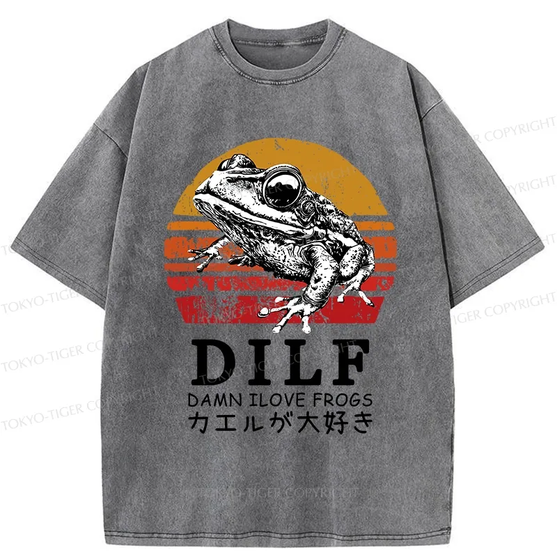 Tokyo-Tiger Funny Frog Lover Washed T-Shirt