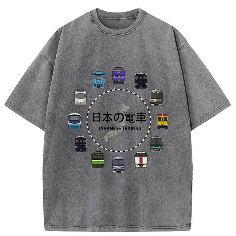 Tokyo-Tiger Japanese Trains Washed T-Shirt