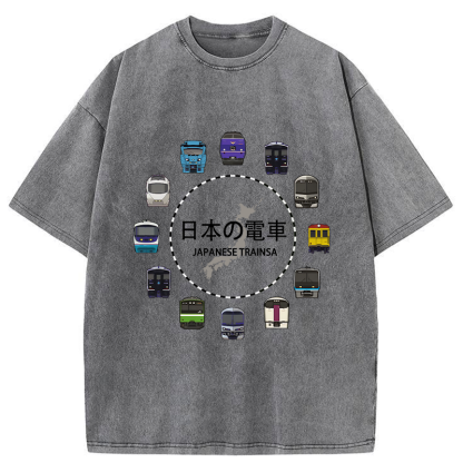 Tokyo-Tiger Japanese Trains Washed T-Shirt