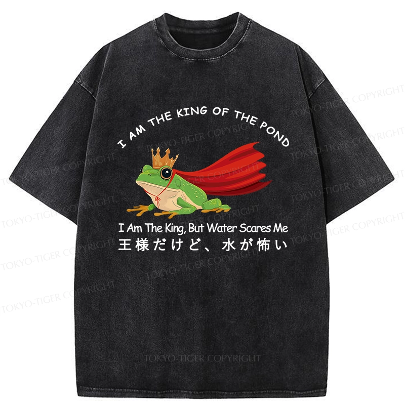 Tokyo-Tiger Frog King Afraid Of Water Washed T-Shirt