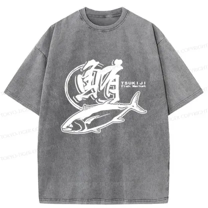 Tokyo-Tiger Tuna Market Washed T-Shirt