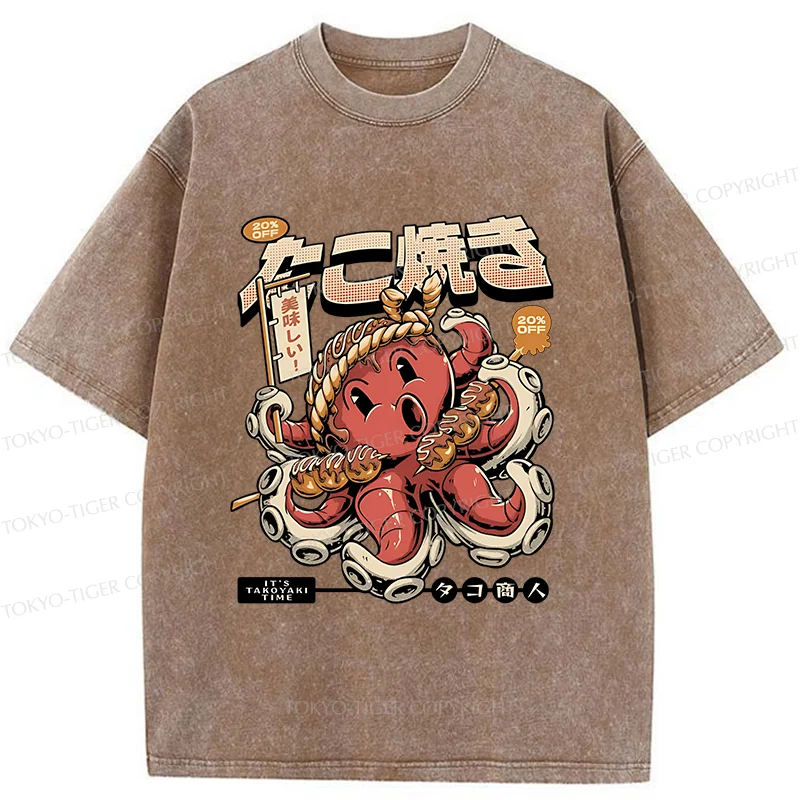 Tokyo-Tiger Delicious Octopus Balls Washed T-Shirt