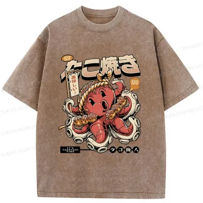 Tokyo-Tiger Delicious Octopus Balls Washed T-Shirt