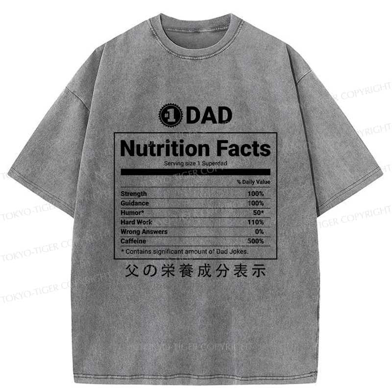 Tokyo-Tiger Father Nutrition Facts Washed T-Shirt