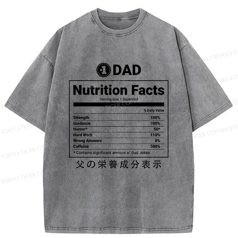 Tokyo-Tiger Father Nutrition Facts Washed T-Shirt