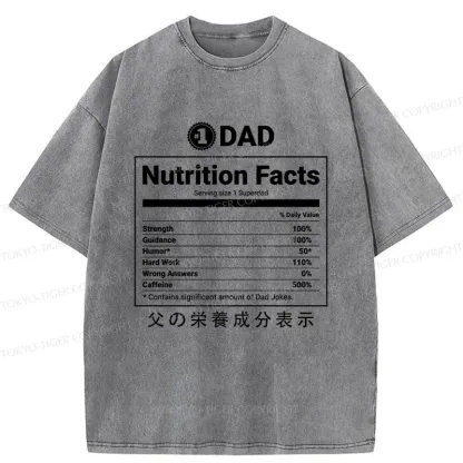 Tokyo-Tiger Father Nutrition Facts Washed T-Shirt