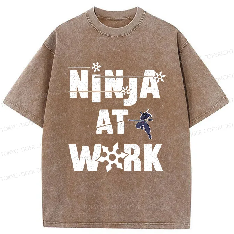 Tokyo-Tiger Funny Ninja Washed T-Shirt