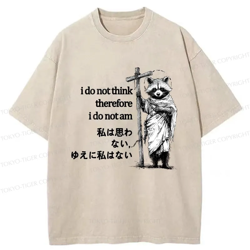 Tokyo-Tiger Thinking Raccoon Washed T-Shirt