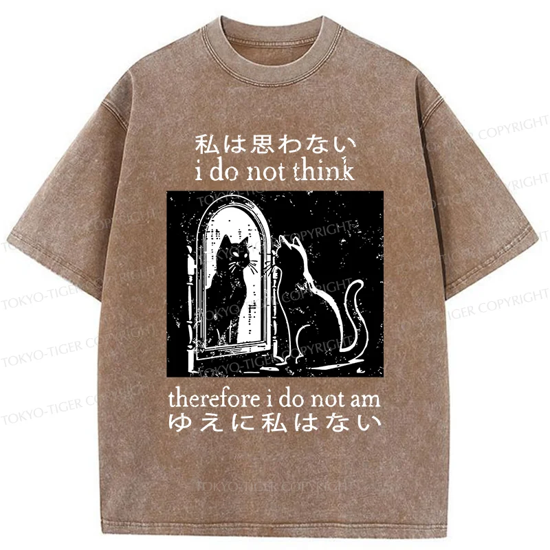 Tokyo-Tiger Thinking Black Cat Washed T-Shirt