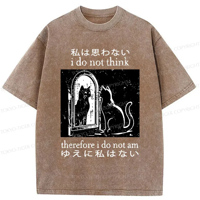 Tokyo-Tiger Thinking Black Cat Washed T-Shirt