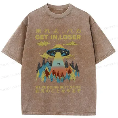 Tokyo-Tiger Alien Pick Up Funny Washed T-Shirt