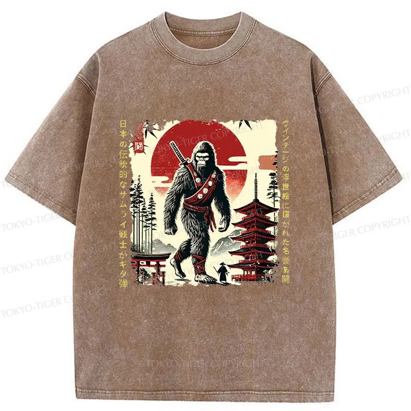Tokyo-Tiger Retro Japanese Bigfoot Washed T-Shirt