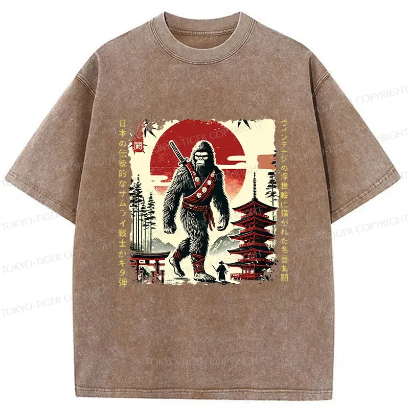 Tokyo-Tiger Retro Japanese Bigfoot Washed T-Shirt