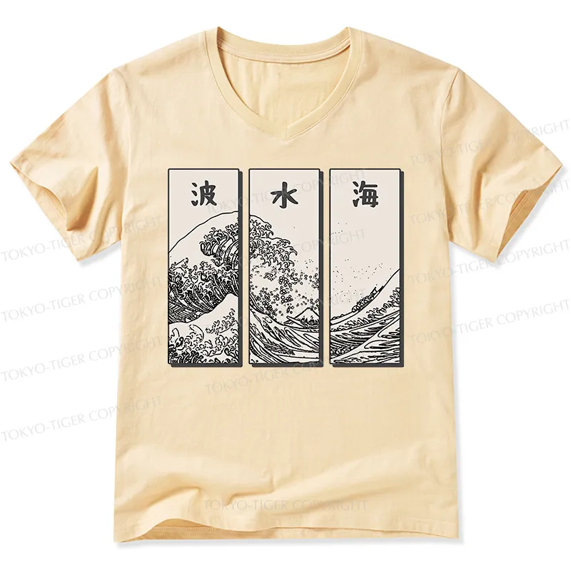 Tokyo-Tiger Japanese Art Wave V-Neck Classic T-Shirt