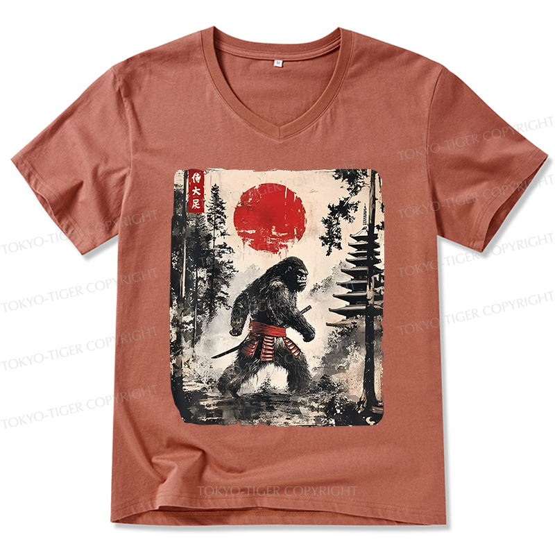 Tokyo-Tiger Japanese Samurai Bigfoot V-Neck Classic T-Shirt