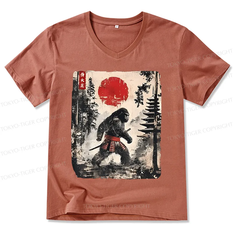 Tokyo-Tiger Japanese Samurai Bigfoot V-Neck Classic T-Shirt