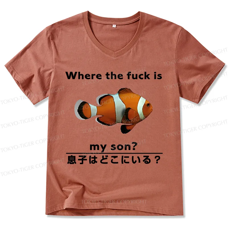 Tokyo-Tiger Fish Looking For Son V-Neck Classic T-Shirt