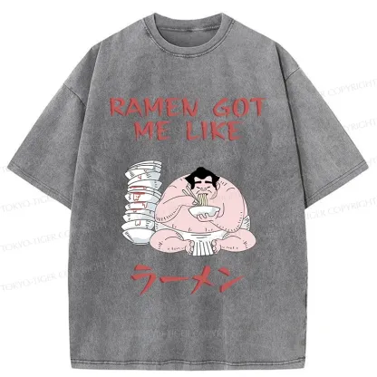 Tokyo-Tiger Sumo Wrestlers Like Ramen Washed T-Shirt