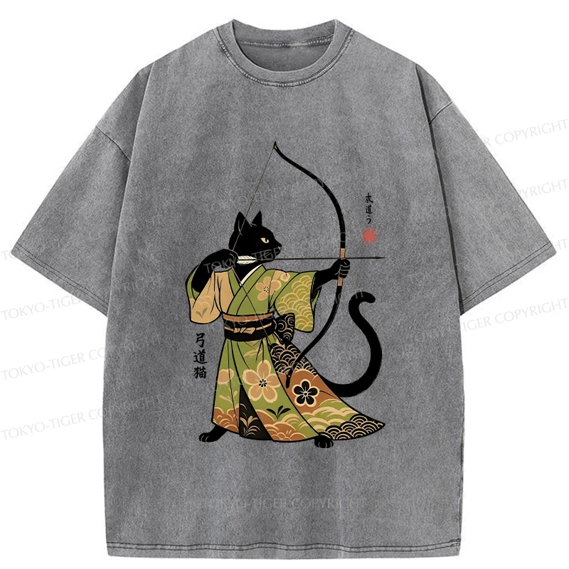 Tokyo-Tiger Japan Cat Archery Washed T-Shirt