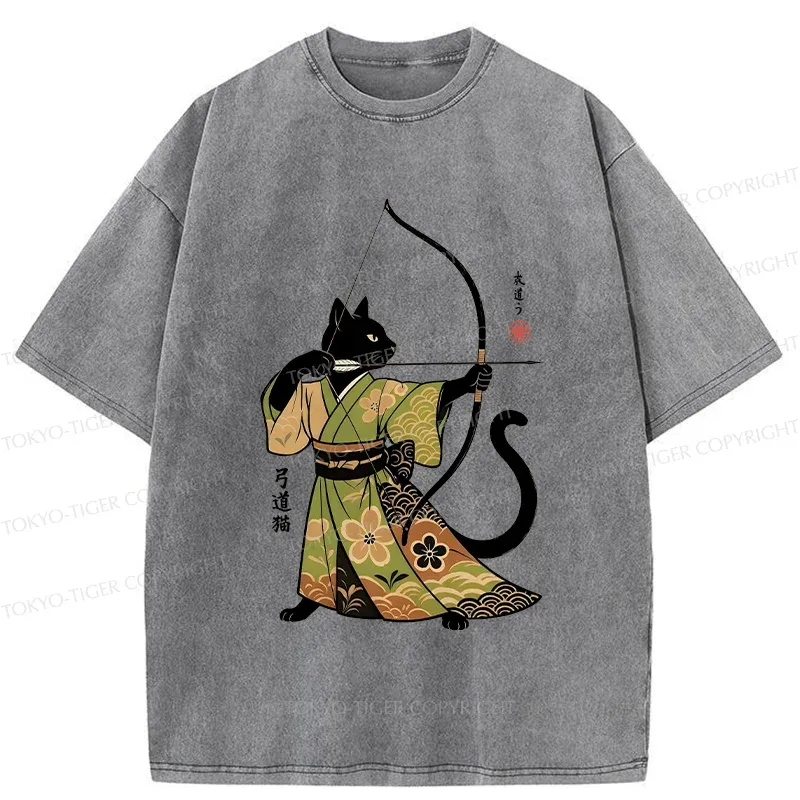 Tokyo-Tiger Japan Cat Archery Washed T-Shirt