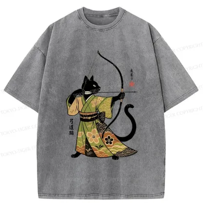 Tokyo-Tiger Japan Cat Archery Washed T-Shirt