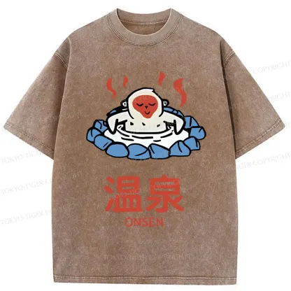 Tokyo-Tiger Hot Spring Japanese Monkey Washed T-Shirt