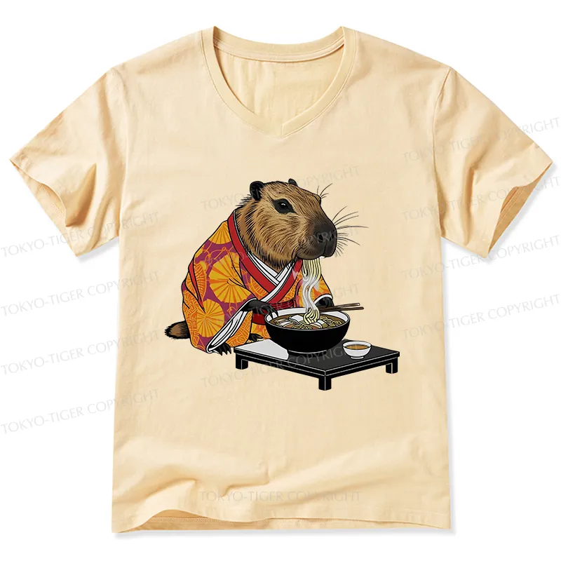 Tokyo-Tiger Cute Capybara Eating Ramen V-Neck Classic T-Shirt