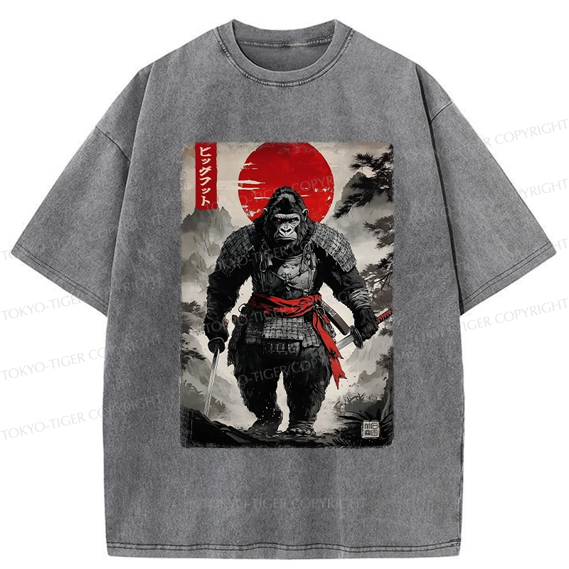 Tokyo-Tiger Retro Bigfoot Samurai Washed T-Shirt