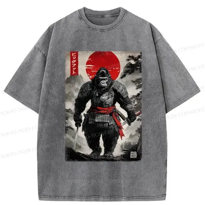 Tokyo-Tiger Retro Bigfoot Samurai Washed T-Shirt