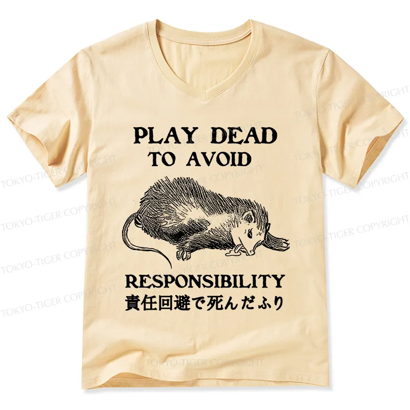 Tokyo-Tiger Play Dead To Avoid Responsibility V-Neck Classic T-Shirt