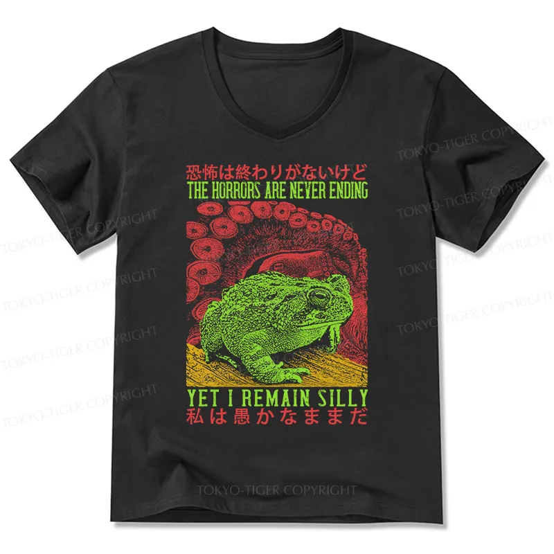 Tokyo-Tiger The Horrors Are Never Ending Japan V-Neck Classic T-Shirt Sale