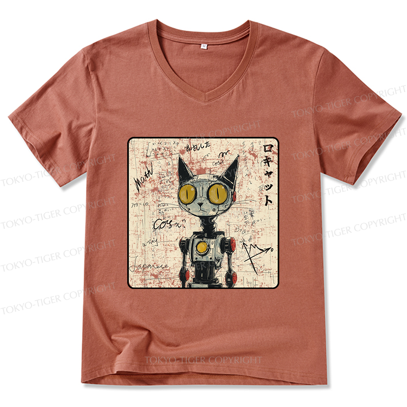 Tokyo-Tiger Robot Cat V-Neck Classic T-Shirt