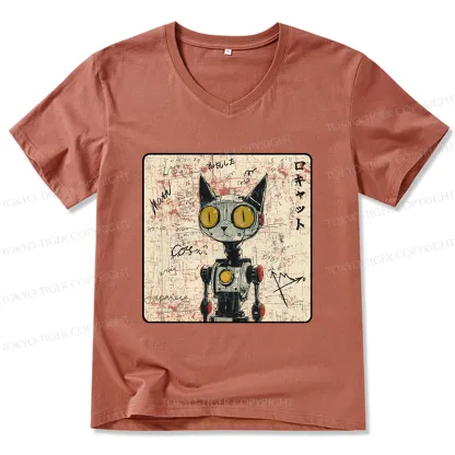 Tokyo-Tiger Robot Cat V-Neck Classic T-Shirt