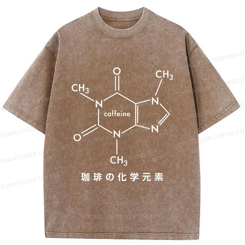 Tokyo-Tiger Chemical Elements Of Coffee Washed T-Shirt