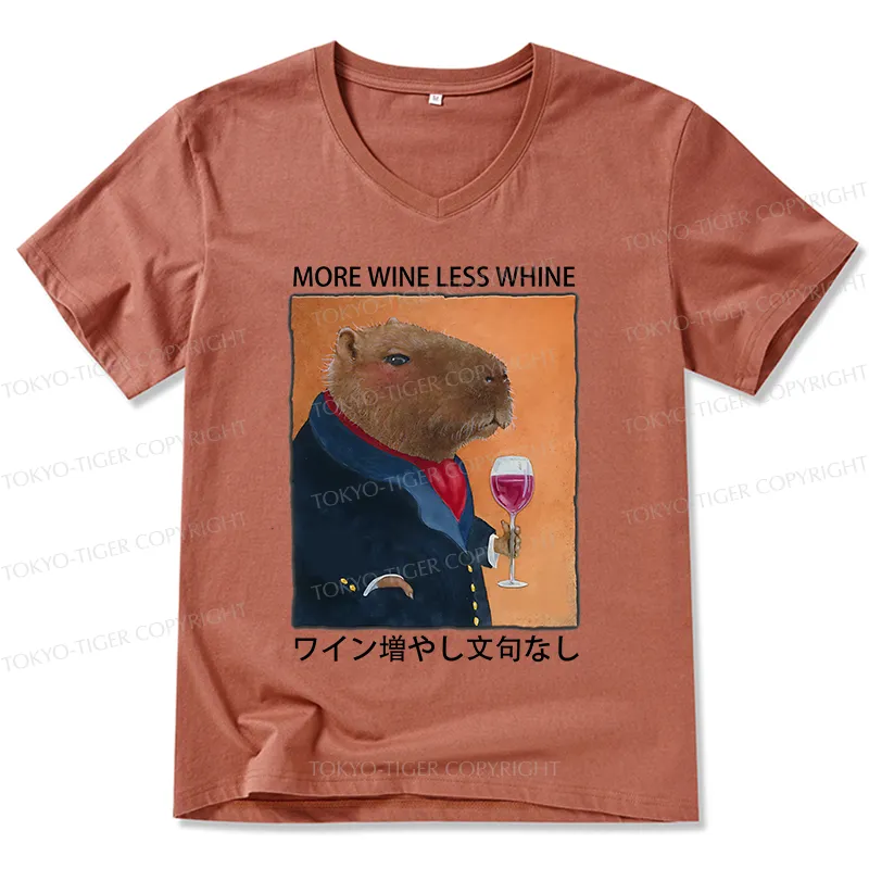 Tokyo-Tiger Capybara More Wine Less Whine V-Neck Classic T-Shirt