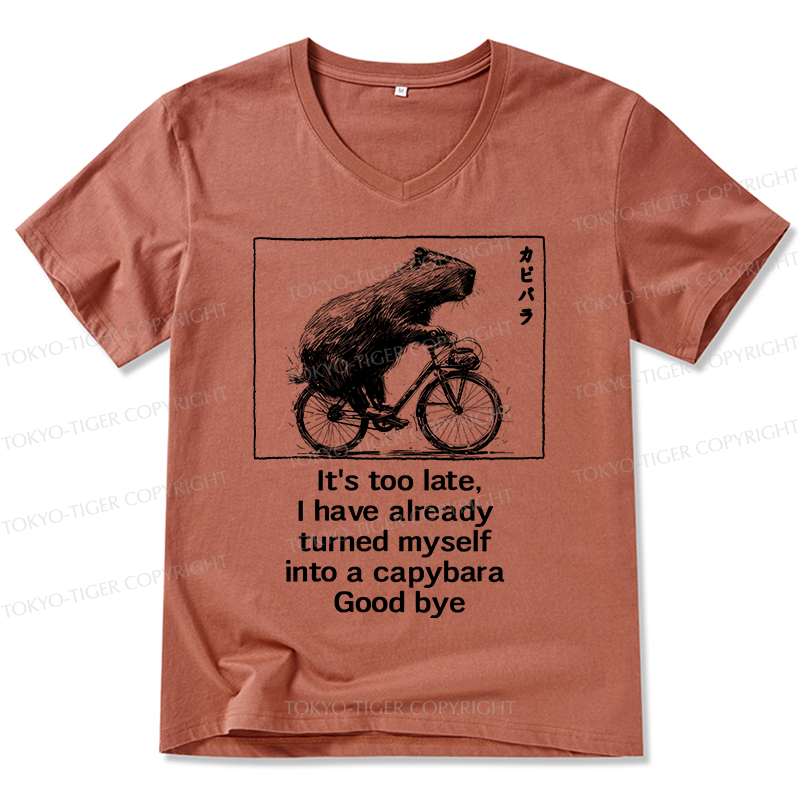 Tokyo-Tiger Funny Capybara Riding A Bicycle V-Neck Classic T-Shirt