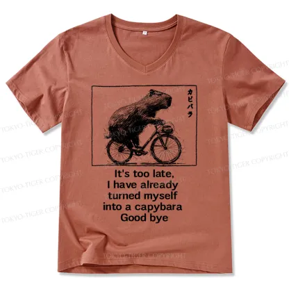 Tokyo-Tiger Funny Capybara Riding A Bicycle V-Neck Classic T-Shirt