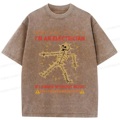 Tokyo-Tiger Dancing Electrician Washed T-Shirt