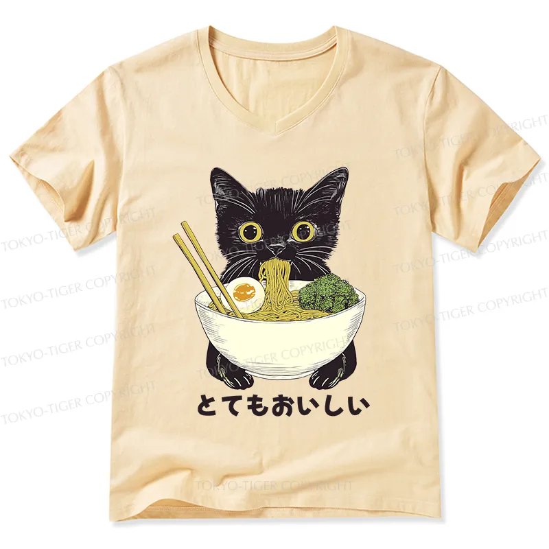Tokyo-Tiger Ramen Lover Cute Cat V-Neck Classic T-Shirt