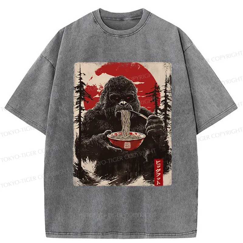 Tokyo-Tiger Ramen Lover Bigfoot Washed T-Shirt