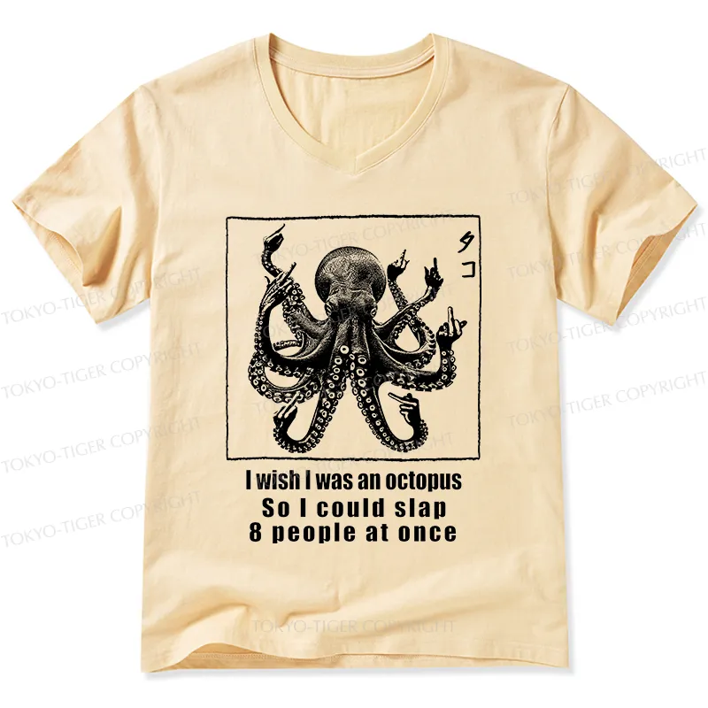 Tokyo-Tiger I Wish I Was An Octopus V-Neck Classic T-Shirt Sale